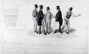 Bouwers, landmeters en architecten bij de bouw van het Royal College of Surgeons, 1834 door George Snr Scharf